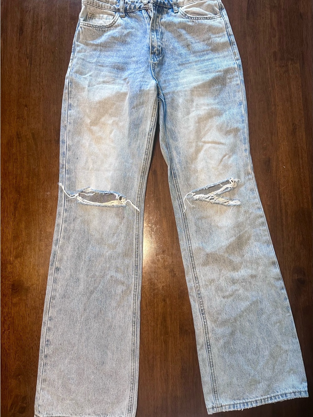 Light Blue Distressed Boyfriend Jeans for Women